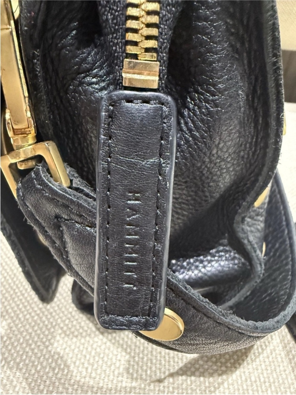 Authentic $495 HAMMIT Montana Clutch Black Leather / Gold Metal Shoulder Bag sm - Picture 8 of 16
